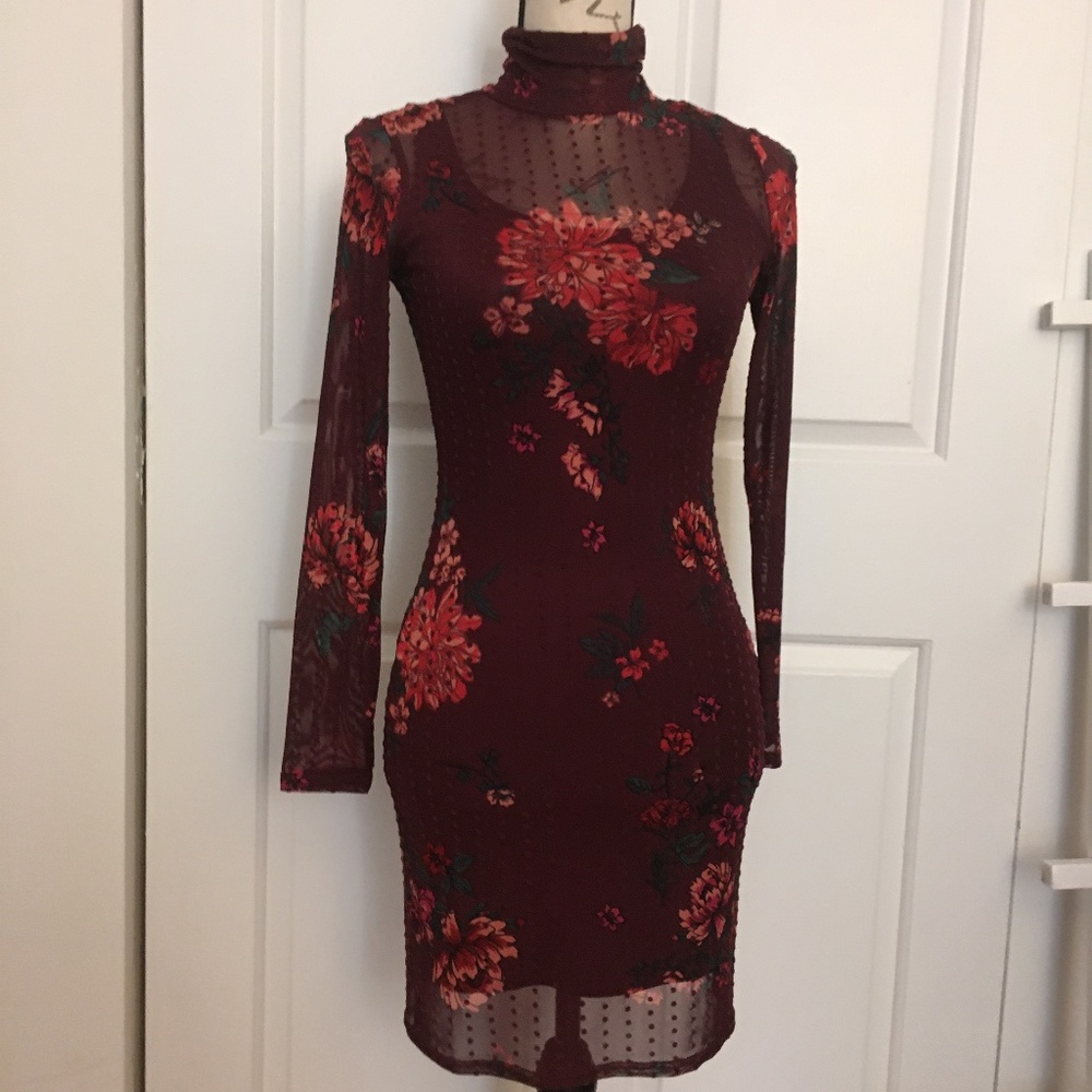 NWT! Price Drop! Floral Print-Dot Mesh Dress w/ Mask! - Picture 3 of 14